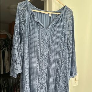 Isaac Mizrahi Live! Blue Lace Detail Garment size L 3/4 sleeve